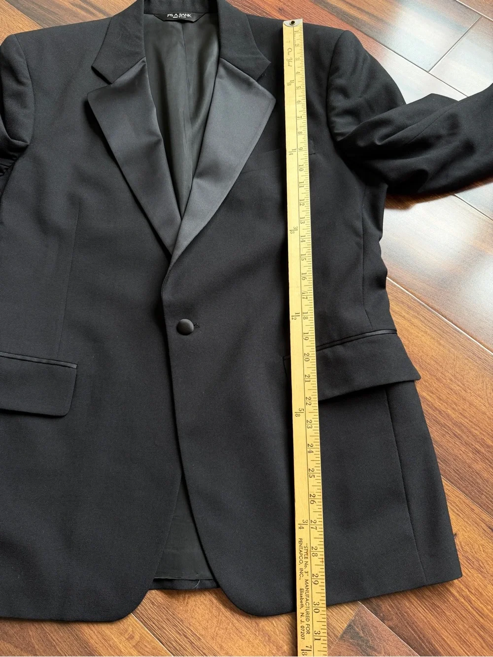 Jos A Bank 100% Wool Formal Wear Jacket 42R Black Satin Notch Lapel 1 Button